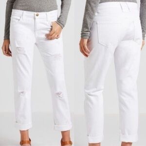 CURRENT/ELLIOT The Fling Distressed White Jeans in Sugar Destroy